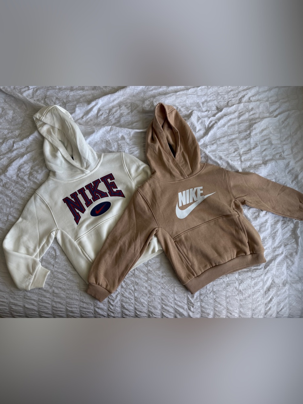 NWT Nike Boys 5 Fleece Pullover Hoodie Lot of 2 Ivory Tan Back to School